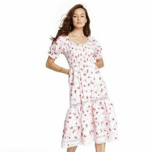 LoveShackFancy x Target Cosette Smocked Dress, Womens M, White Floral - NWOT!